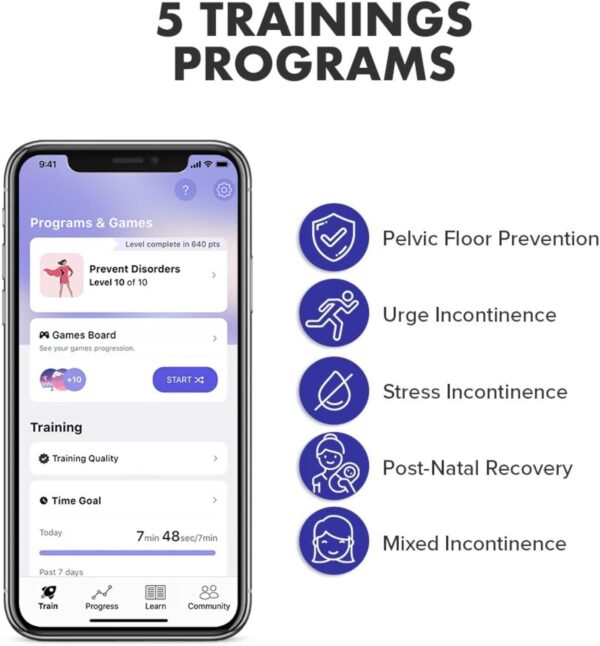 Pelvic Floor Trainer with App for Bladder Control & Support